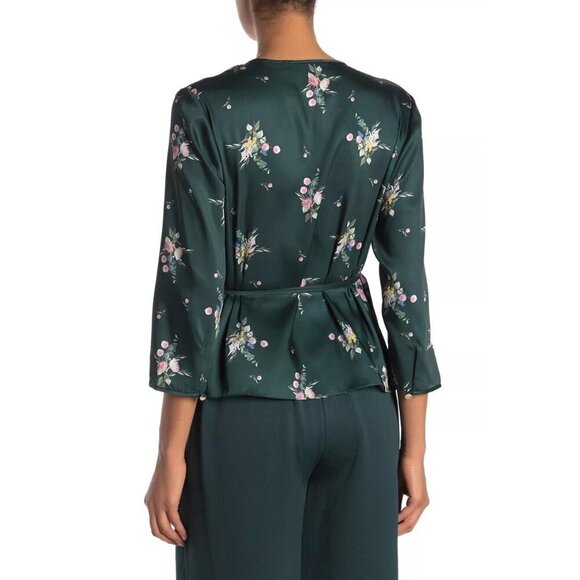 Ted Baker Green Floral Aleexx Wrap Blouse Top TB SZ 2 US 4-6 S - Picture 2 of 6